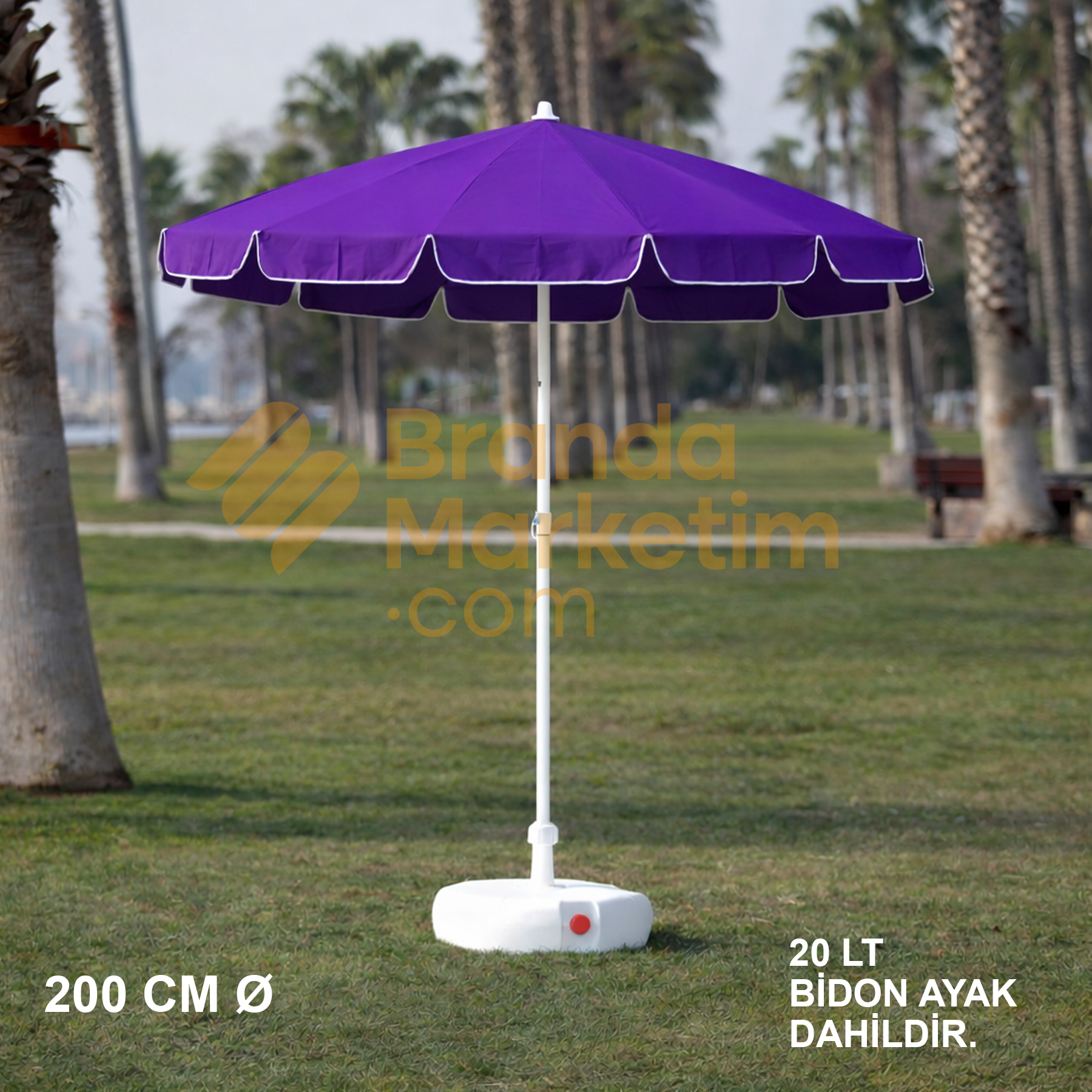 Mor Plaj Şemsiyesi 200 Cm Ø (Bidon Ayak Dahil)