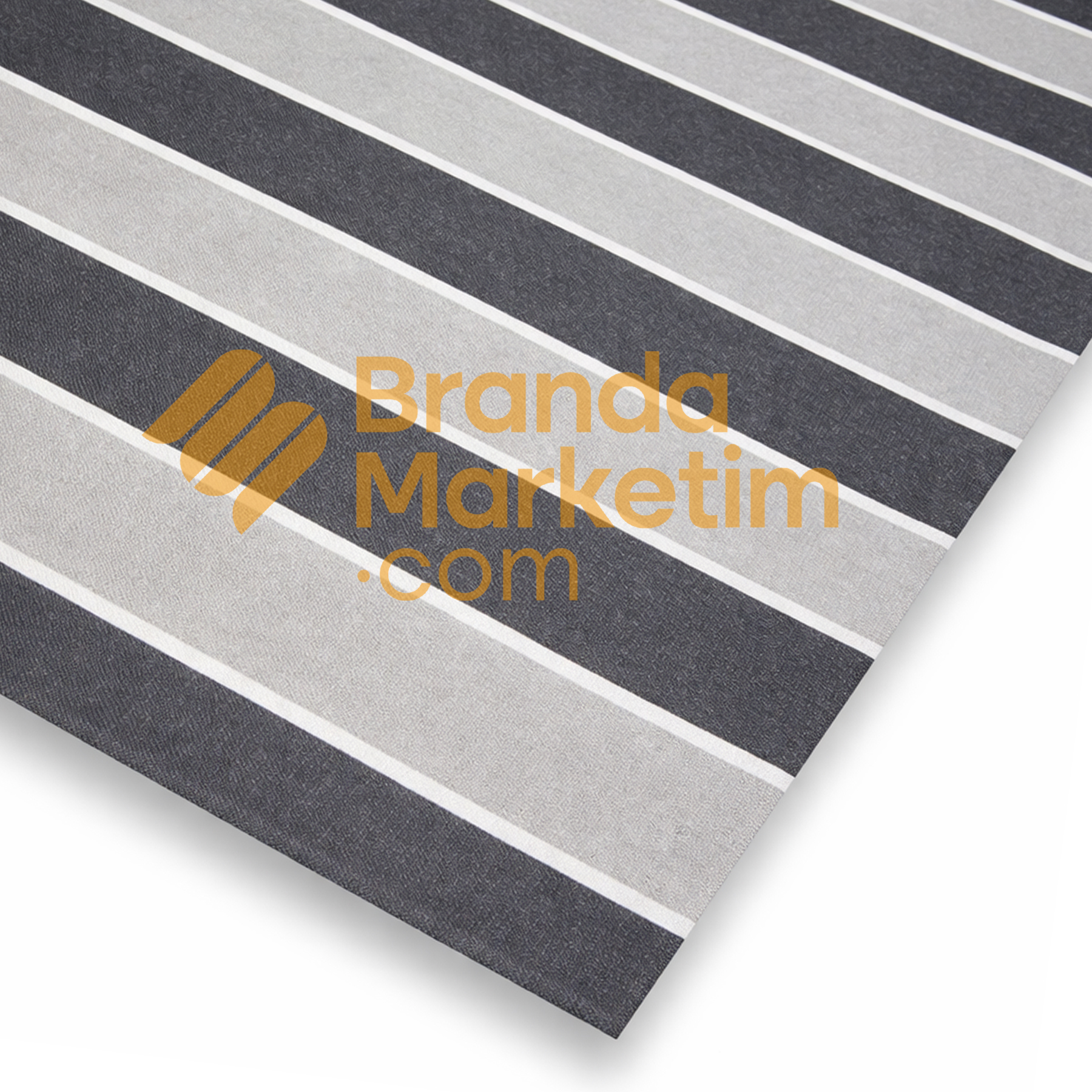 Pamuklu Balkon Brandası/Antrasit-Gri Çizgili