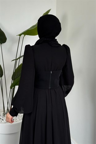  Saphielle Seyyar Taşlı Korseli Abiye Siyah