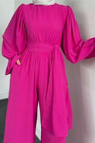 Akel Beli Lastikli Tulum Fuşya 