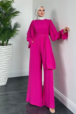 Akel Beli Lastikli Tulum Fuşya 