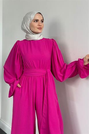 Akel Beli Lastikli Tulum Fuşya 