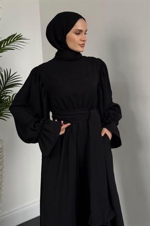 Akel Beli Lastikli Tulum Siyah