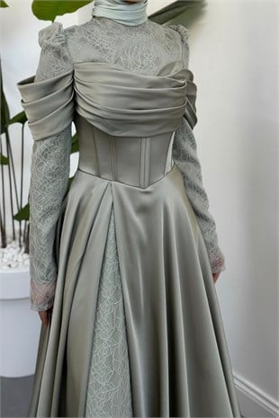 Alessandra Saten Prenses Abiye Mint 