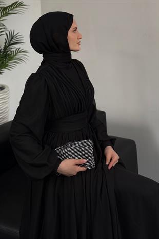 Alessi Beli Drapeli Tül Abiye Siyah