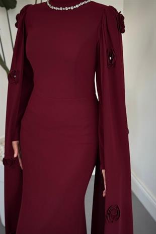 Aliya Pelerini Güllü Balık Abiye Bordo