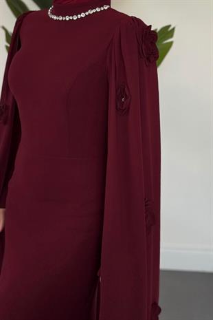 Aliya Pelerini Güllü Balık Abiye Bordo