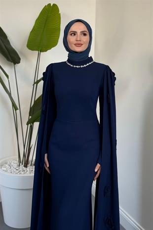 Aliya Pelerini Güllü Balık Abiye Lacivert