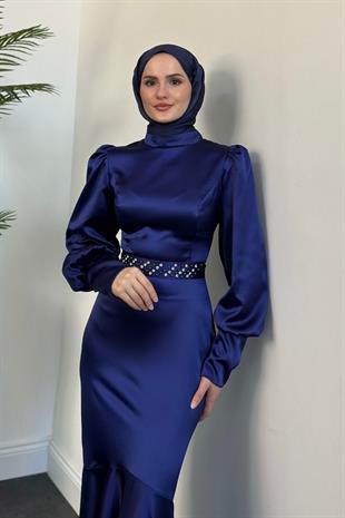 Nellie Kemeri Taşlı Balık Abiye Lacivert