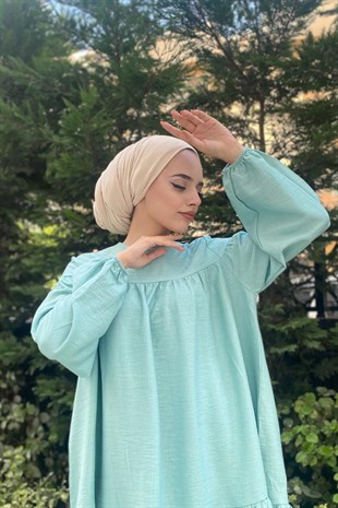 Altı Fırfırlı Pantolonlu Takım Mint