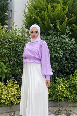 Altı Lastikli Tesettür Bluz Lila