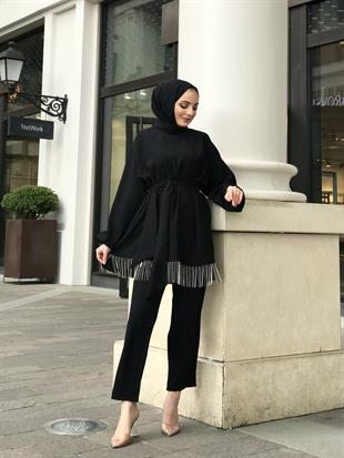 Altı Zincir Saçaklı Takım Siyah