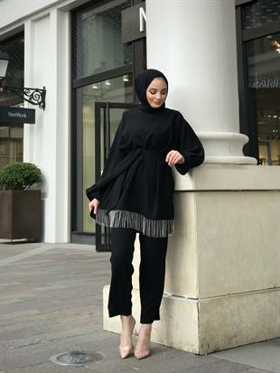 Altı Zincir Saçaklı Takım Siyah