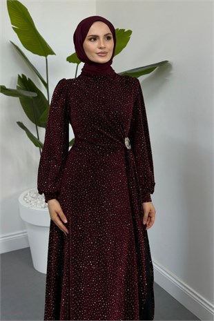 Alvessa Taşlı Tokalı Abiye Bordo
