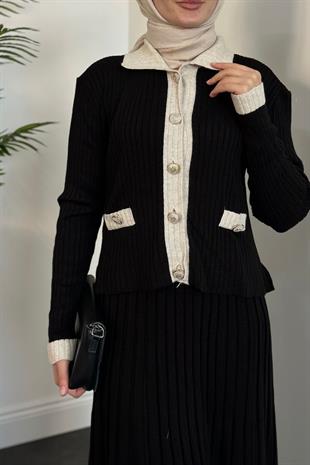 Ambra Triko Etek Takım Siyah