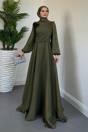 Anastasia Omzu Güllü Abiye Haki(GÜLSÜZDÜR)