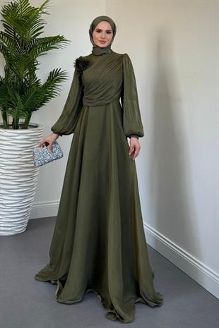 Anastasia Omzu Güllü Abiye Haki(GÜLSÜZDÜR)