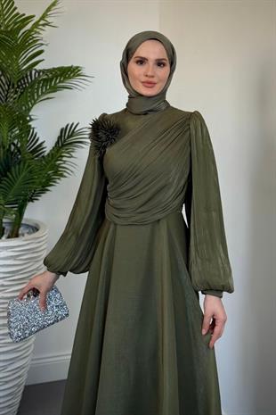 Anastasia Omzu Güllü Abiye Haki(GÜLSÜZDÜR)