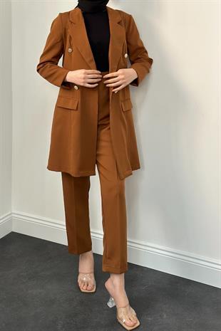 Anden Blazer Ceket Takım Kahverengi