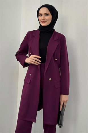 Anden Blazer Ceket Takım Mürdüm