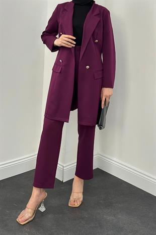 Anden Blazer Ceket Takım Mürdüm