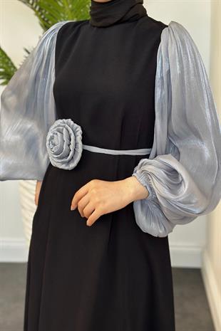 Andreina Gül Tokalı Elbise Gri