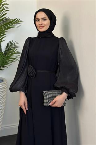 Andreina Gül Tokalı Elbise Siyah