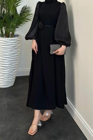 Andreina Gül Tokalı Elbise Siyah