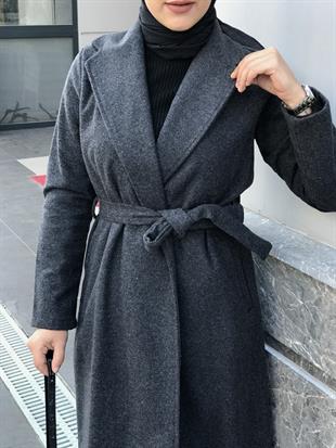 Anja Şal Yaka Kaban Füme