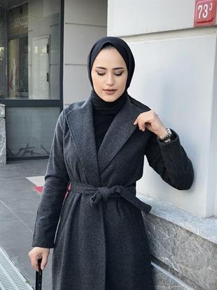 Anja Şal Yaka Kaban Füme