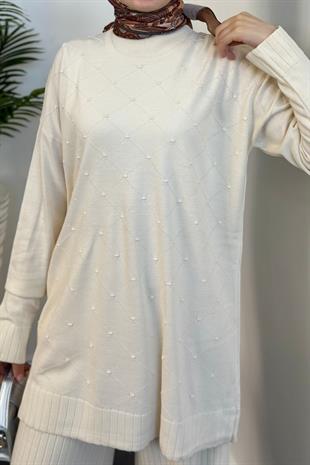 Annabella Baklava Desen Triko Takım Krem