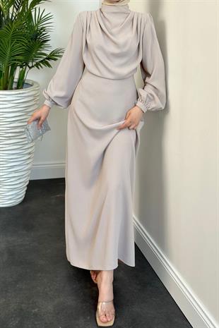 Annalisa Drape Krep Abiye Krem