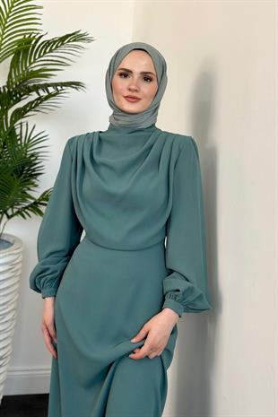 Annalisa Drape Krep Abiye Mint