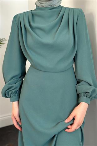 Annalisa Drape Krep Abiye Mint