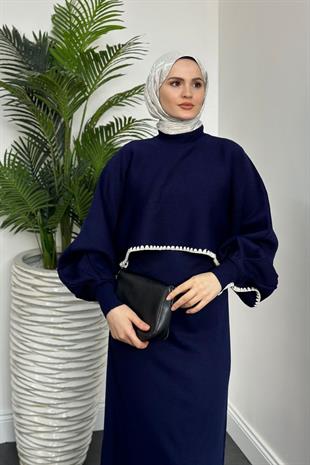 Ansley Crop Görünümlü Triko Elbise Lacivert