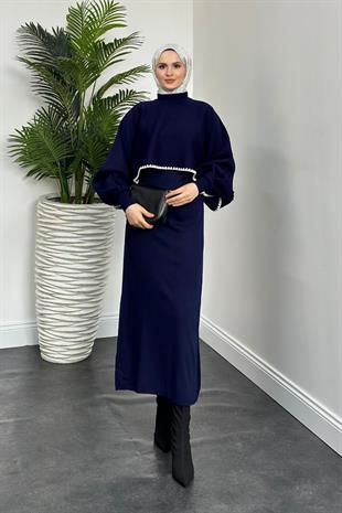 Ansley Crop Görünümlü Triko Elbise Lacivert