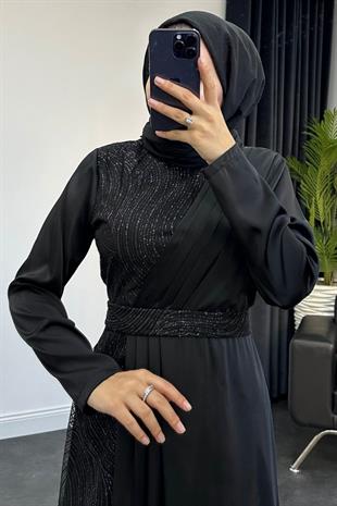 Antea Saten Simli Abiye Siyah