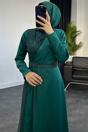 Antea Saten Simli Abiye Zümrüt