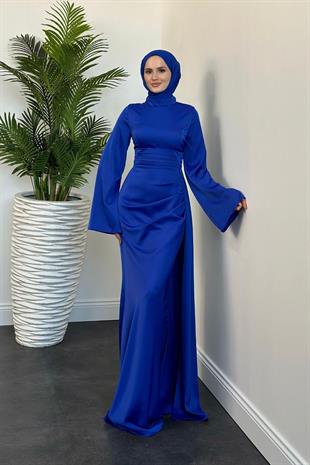 Arabella Pelerinli Saten Balık Abiye Saks
