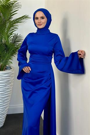 Arabella Pelerinli Saten Balık Abiye Saks