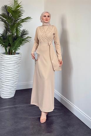 Arden Kruvaze Yaka Abiye Bej