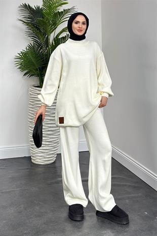 Armalı Triko Takım Beyaz