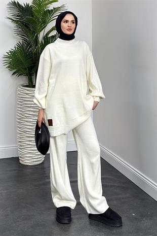 Armalı Triko Takım Beyaz