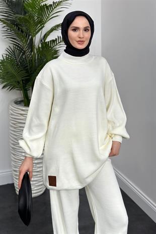 Armalı Triko Takım Beyaz
