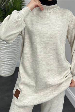 Armalı Triko Takım Krem