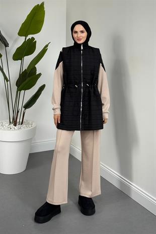 Armoni Kapitone Yelekli 3lü Takım Siyah