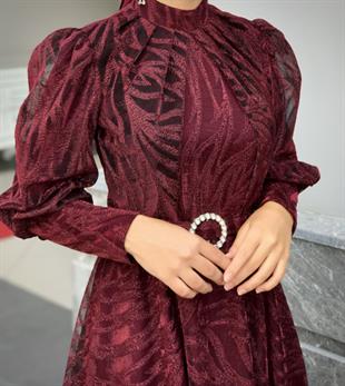 Asena Karpuz Kol Abiye Bordo