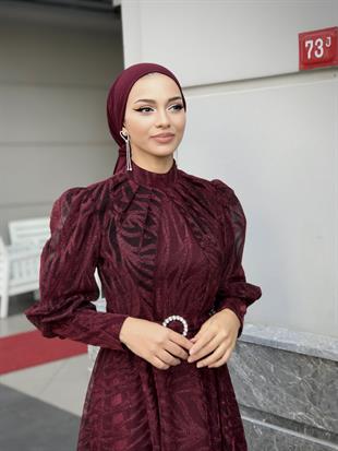 Asena Karpuz Kol Abiye Bordo