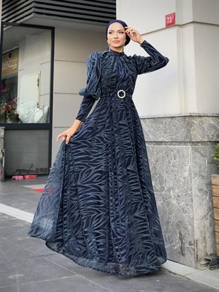 Asena Karpuz Kol Abiye Lacivert