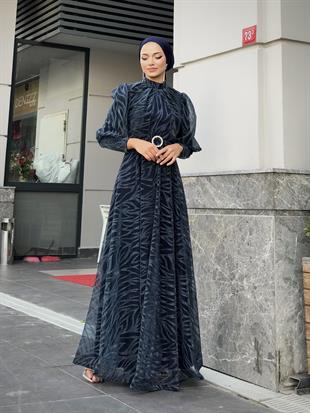 Asena Karpuz Kol Abiye Lacivert